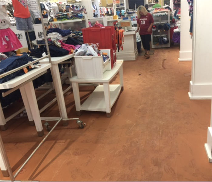 Water damage in a retail store.