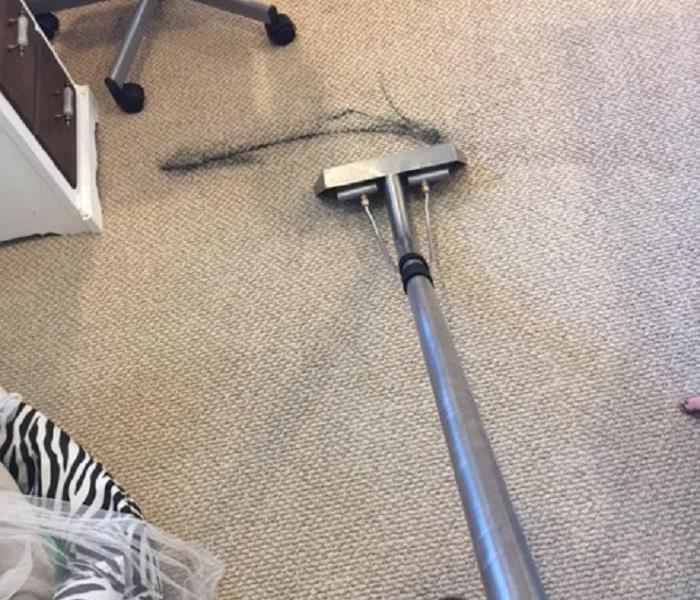 Carpet cleaning equipment in action.