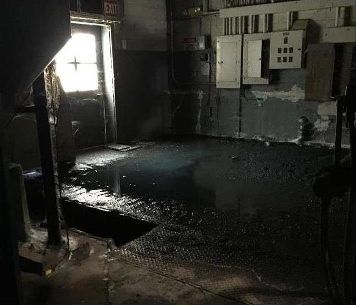 A basement building flooded